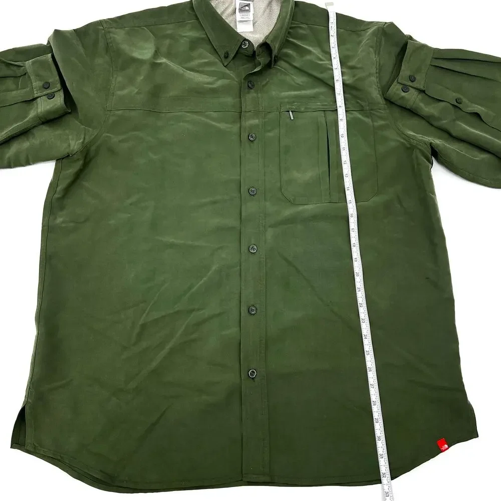 The North Face Mens Green Vented Long Sleeve Modal Button Shirt XXL Preowned